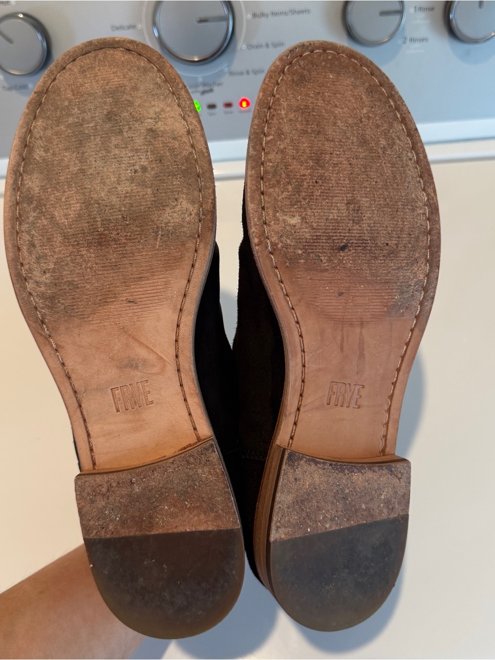 Frye Elyssa Shootie Ankle Boots Black Suede Leather 9M - Picture 8 of 9